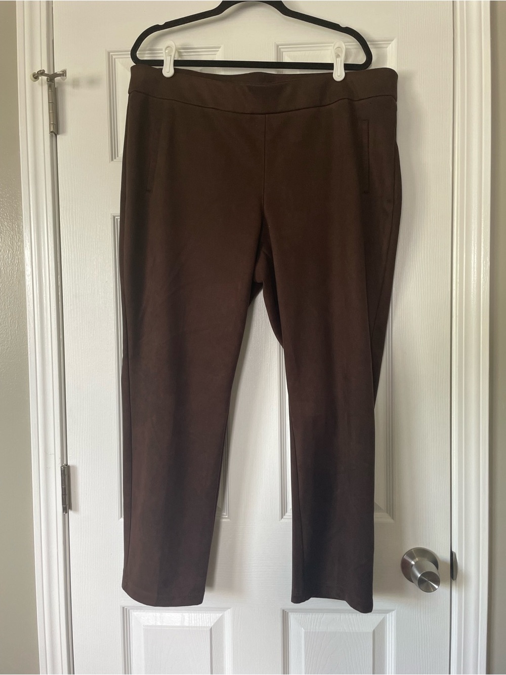 Napa Valley Suede Brown Pull-On Ponte Pants